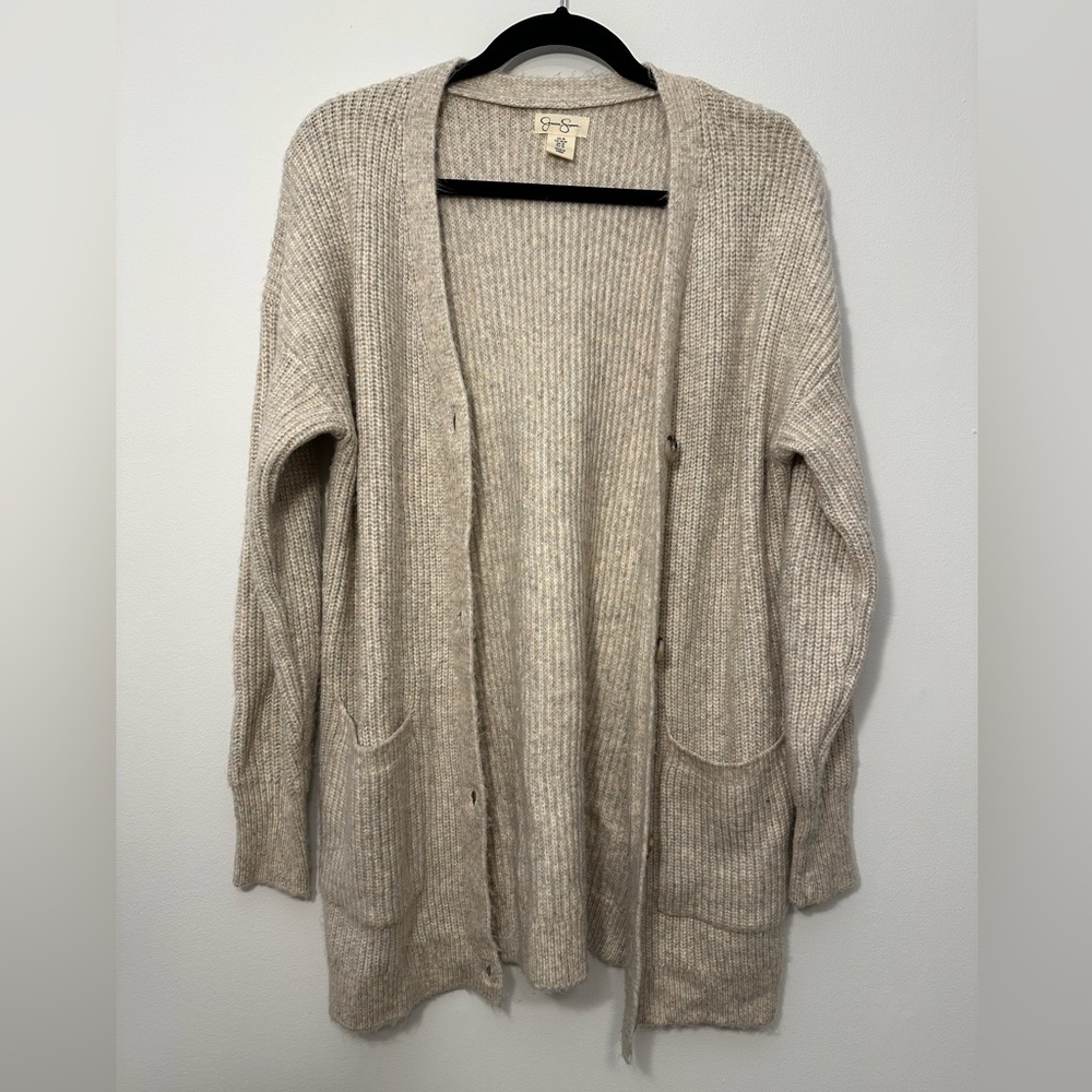Jessica Simpson Women’s Open Front Long Sleeve Cream Cardigan Size M